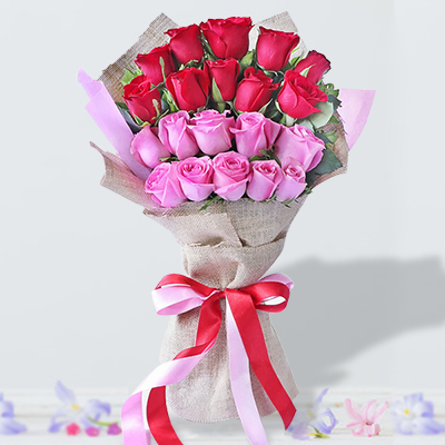"Red and Pink Roses Bouquet (Krish) - Click here to View more details about this Product